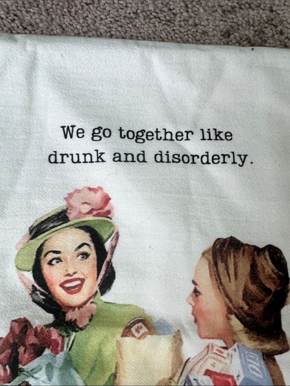 Graphic Kitchen Towels - Lemon Vodka Quote & Retro Ladies drunk & disorderly NWT - Picture 4 of 5